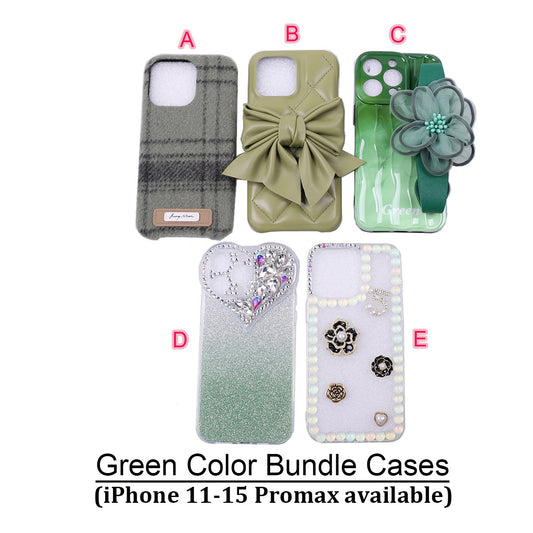 [AI15]Pinko case Green color bundle cases iPhone 11-15 promax cases