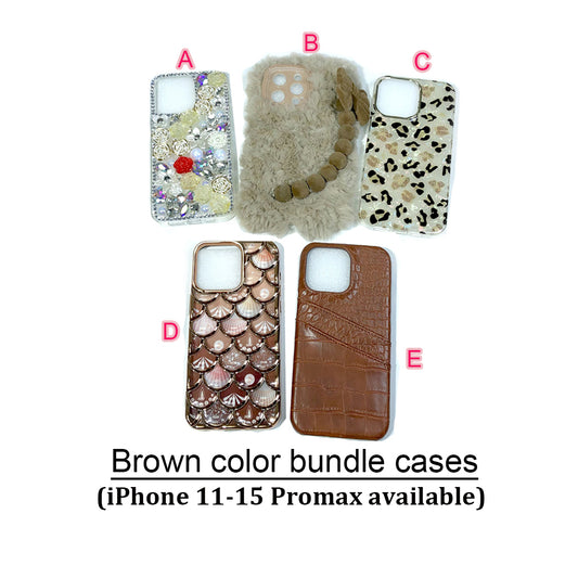 [AI07]Brown color bundle cases iPhone 11-15 promax cases