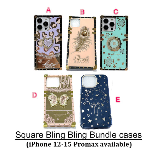 [AI06]Square Bling Bling bundle cases iPhone 12-15 promax cases
