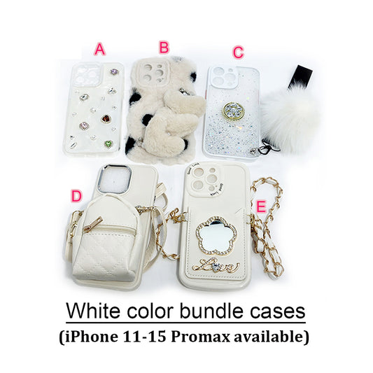 [AI09]White color bundle cases iPhone 11-15 promax cases