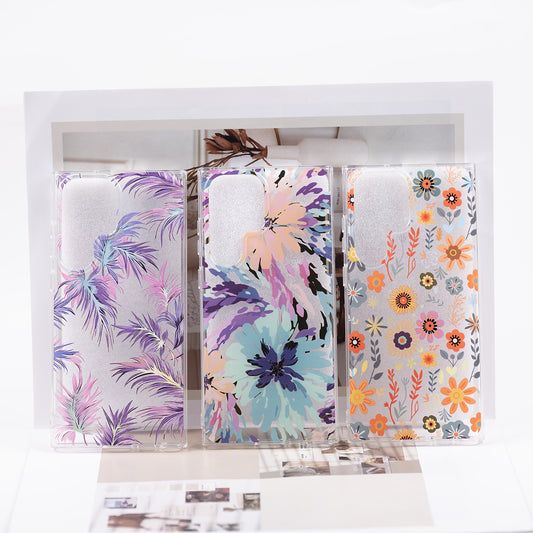 [SX04] Pinkocase Transparent Laser Colorful Flower Leaf Phone Case Samsung S23 Ultra S22 Ultra Phone cases