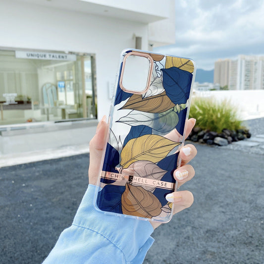 [SX01] Pinkocase Seasonal Laser Leaf Transparent Phone Case Samsung S22Ultra S23Ultra Phone Cases Hard Phone Cases